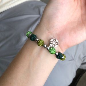 Rustic Cuff shades of green rhinestone bracelet